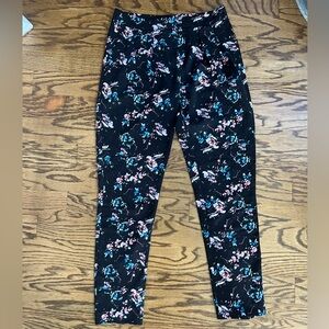 Floral Black Pants
